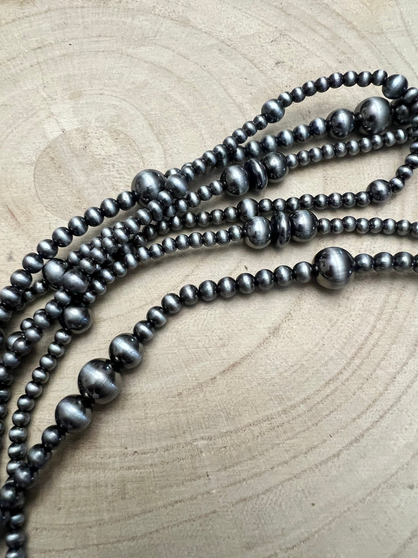 Three Row Faux Sterling Pearl Layered Necklace Set