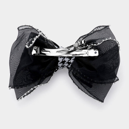 Pearl Pointed Houndstooth Bow Barrette