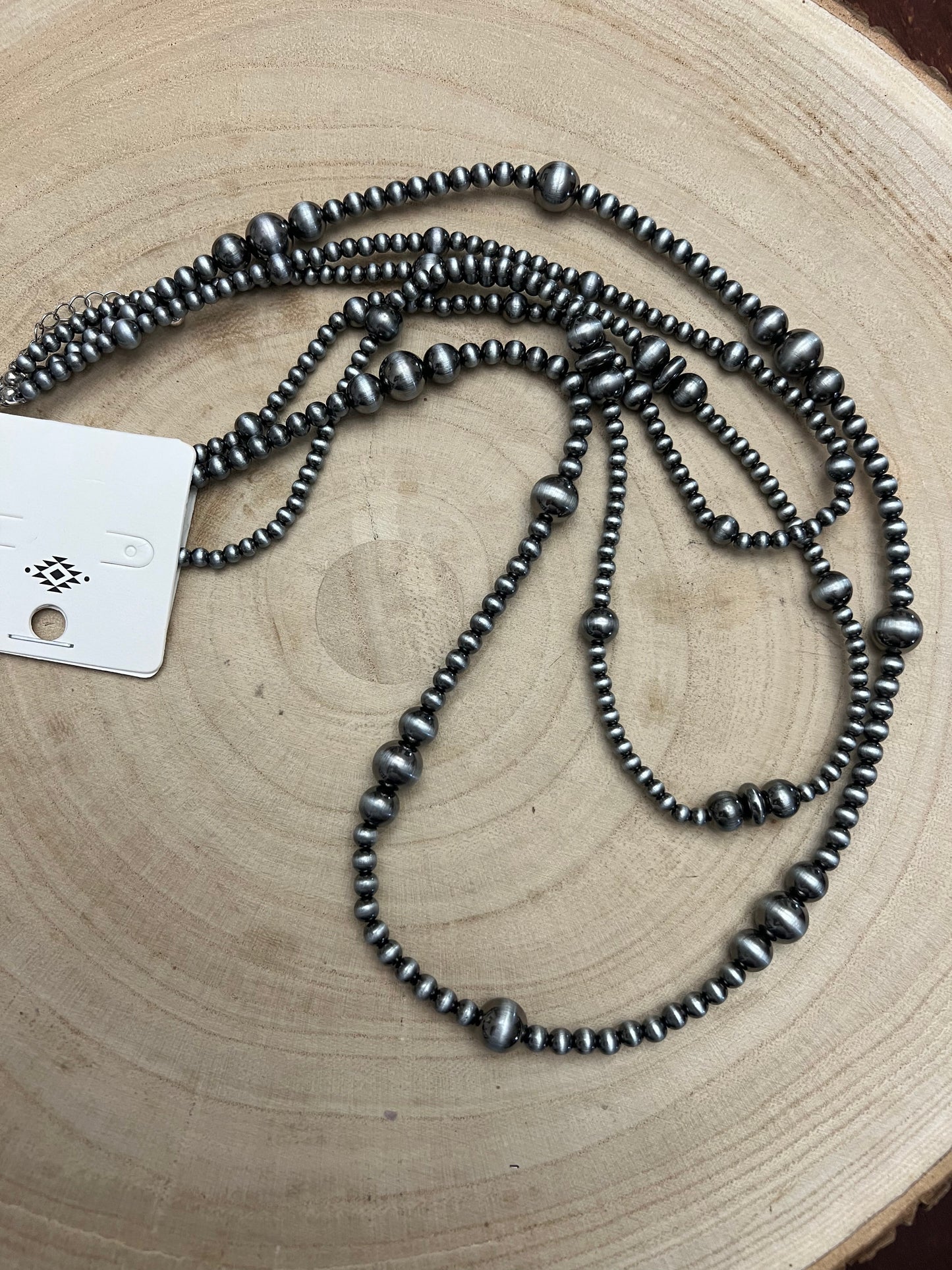 Three Row Faux Sterling Pearl Layered Necklace Set