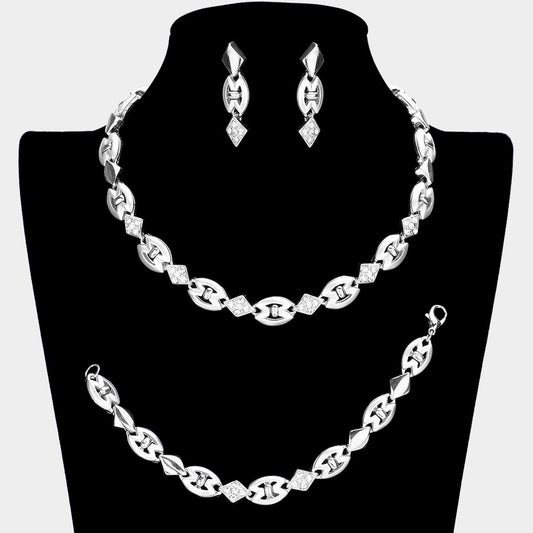 Rhinestone Necklace Jewelry Set