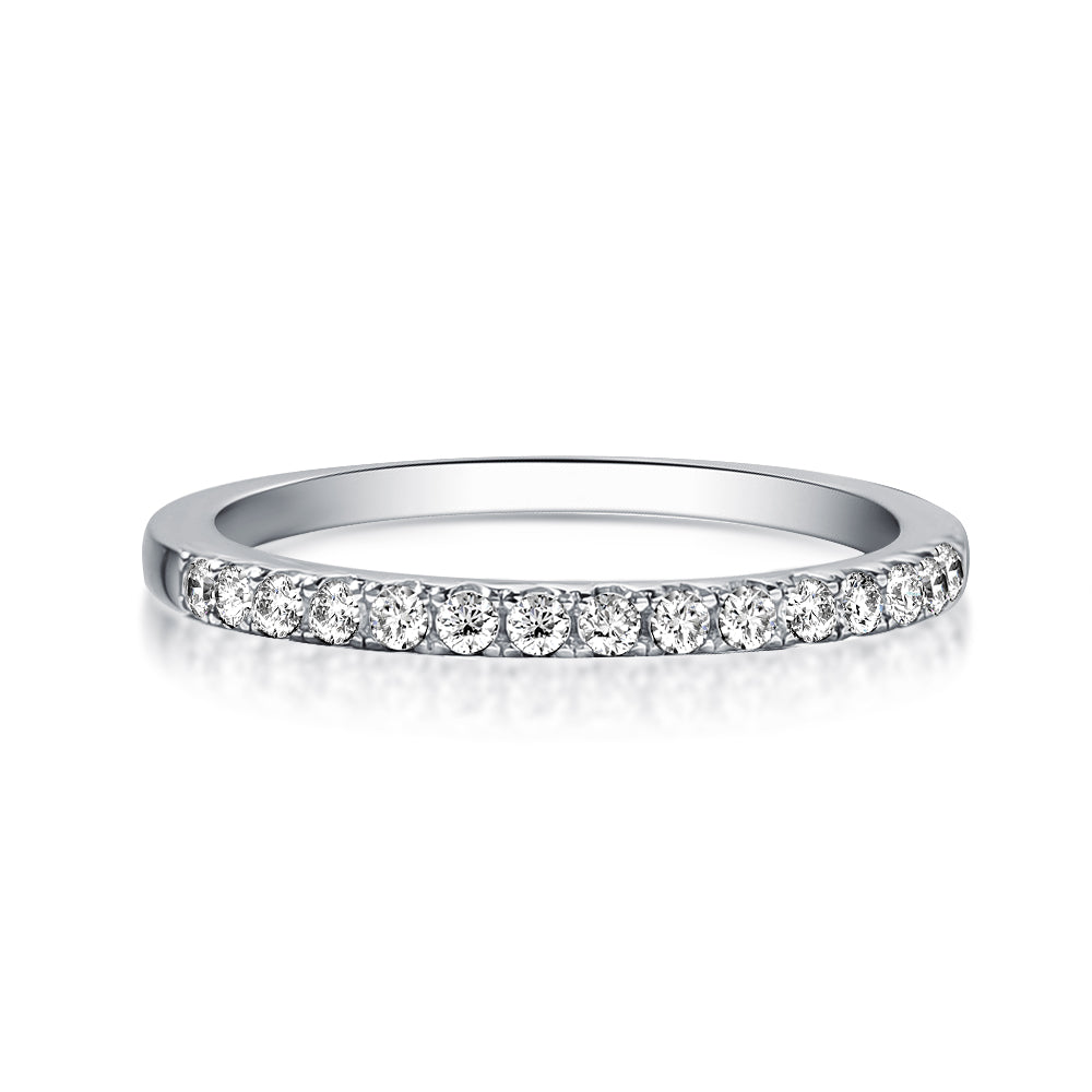 Moissanite 0.5 Ct Round Cut Half Halo Ring