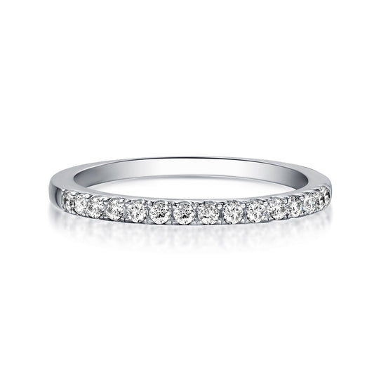 Moissanite 0.5 Ct Round Cut Half Halo Ring