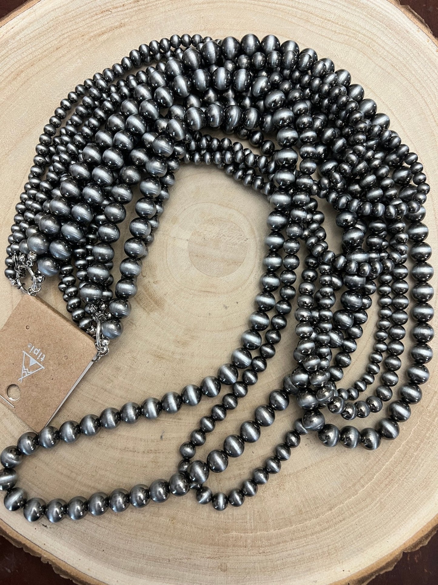 Eight Row Faux Sterling Pearl Layered Necklace Set
