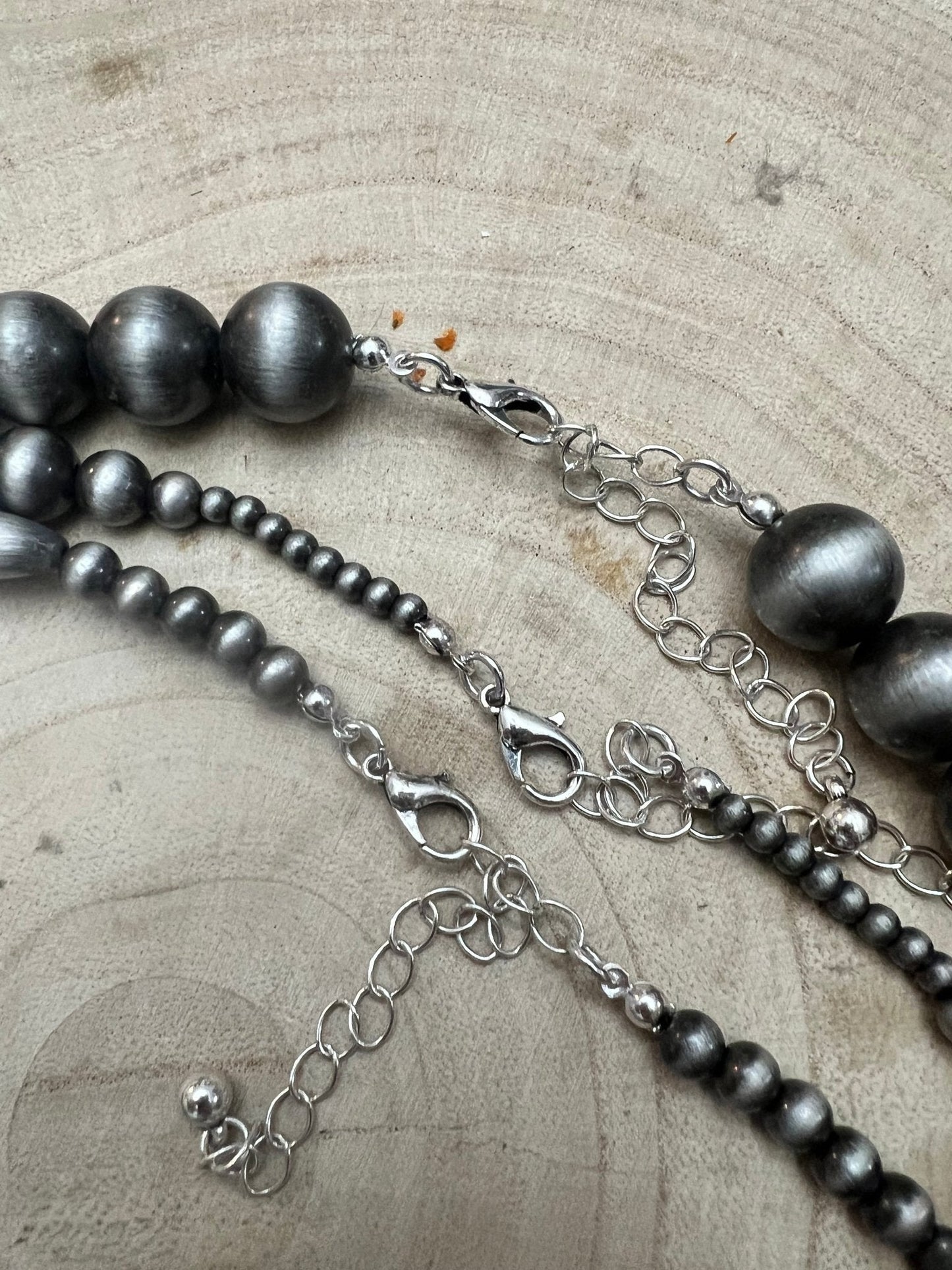 Western Faux Sterling Pearl Necklace Set - 18, 22 and 26 inch set